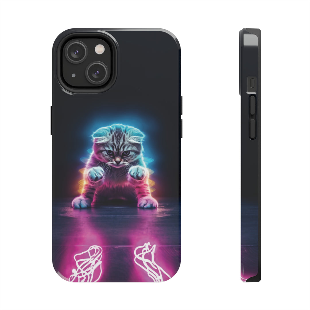 Pink Neon Cat Tough iPhone Cases MADEE'S EXCLUSIVES - Madee's Boutique Phone Case Printify Accessories aesthetic mobile coveraesthetic phone casesiPhone 14