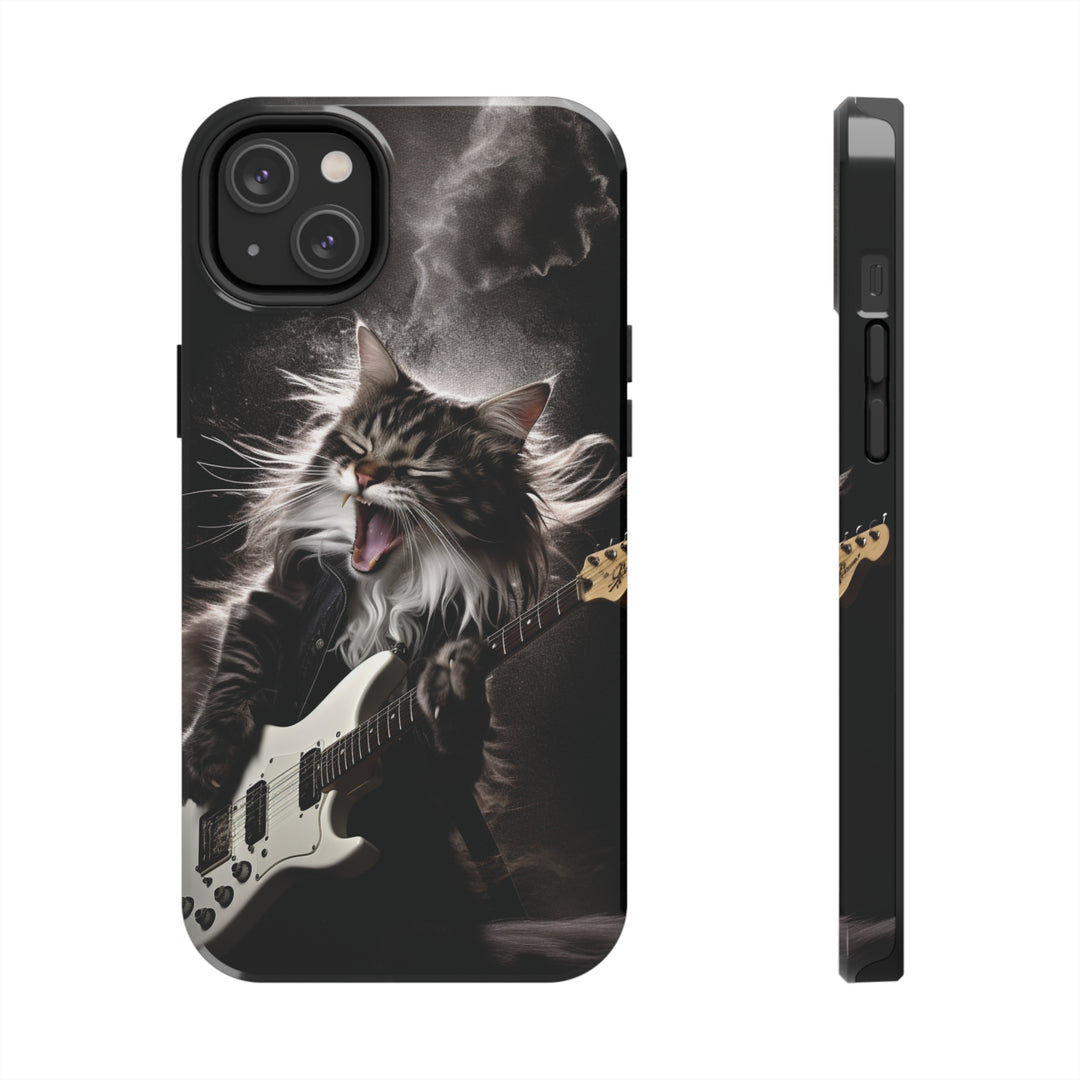 Cool Cat Playing Guitar Music Tough Phone Cases MADEE'S EXCLUSIVES - Madee's Boutique Phone Case Print On Demand Partners Accessories aesthetic mobile coveraesthetic phone casesiPhone 14 Plus