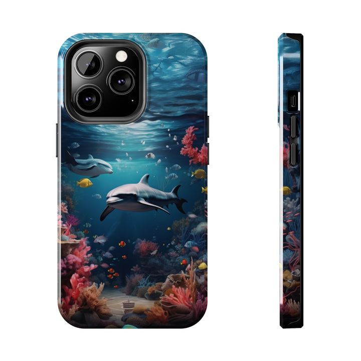 Dolphin in Ocean Tough iPhone Cases - Madee's Boutique Phone Case Print On Demand Partners Accessories aesthetic mobile coveraesthetic phone casesiPhone 13 Pro