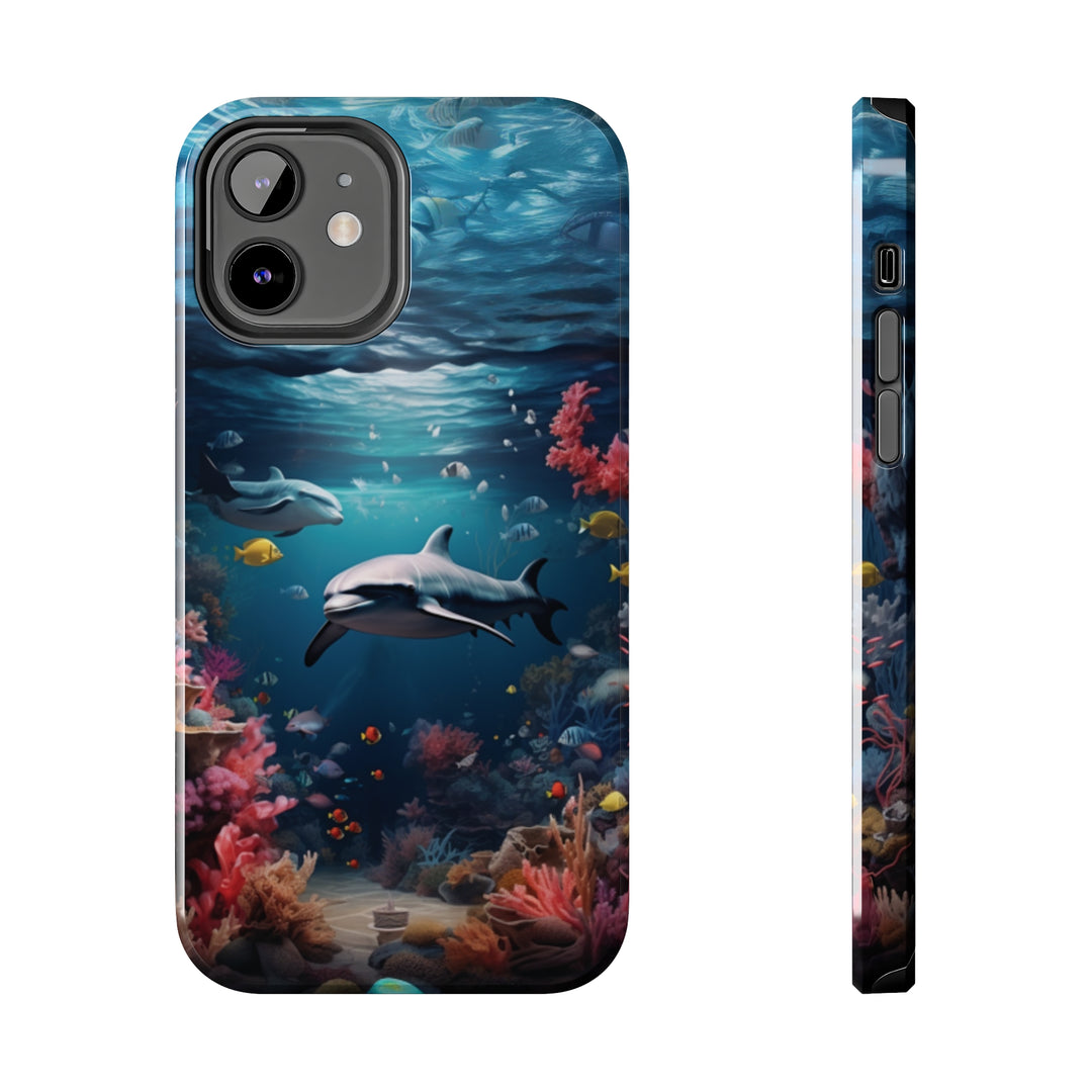 Dolphin in Ocean Tough iPhone Cases - Madee's Boutique Phone Case Print On Demand Partners Accessories aesthetic mobile coveraesthetic phone casesiPhone 12