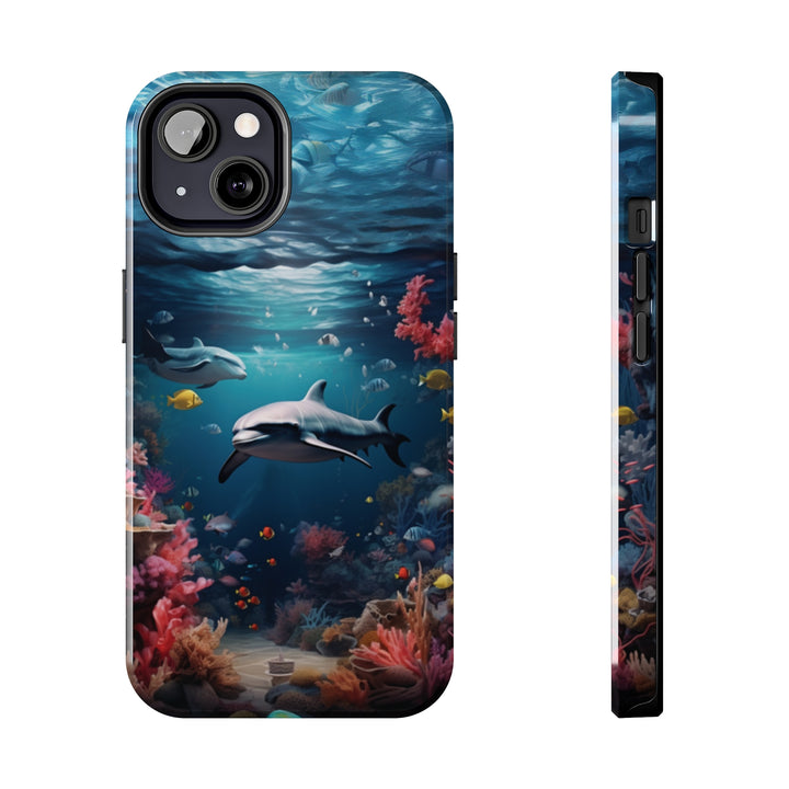 Dolphin in Ocean Tough iPhone Cases - Madee's Boutique Phone Case Print On Demand Partners Accessories aesthetic mobile coveraesthetic phone casesiPhone 13