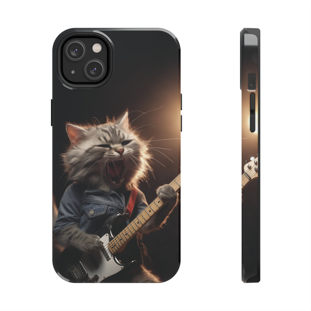 Cool Cat Playing Guitar Music Tough Phone Cases MADEE'S EXCLUSIVES - Madee's Boutique Phone Case Print On Demand Partners Accessories aesthetic mobile coveraesthetic phone casesiPhone 14 Plus