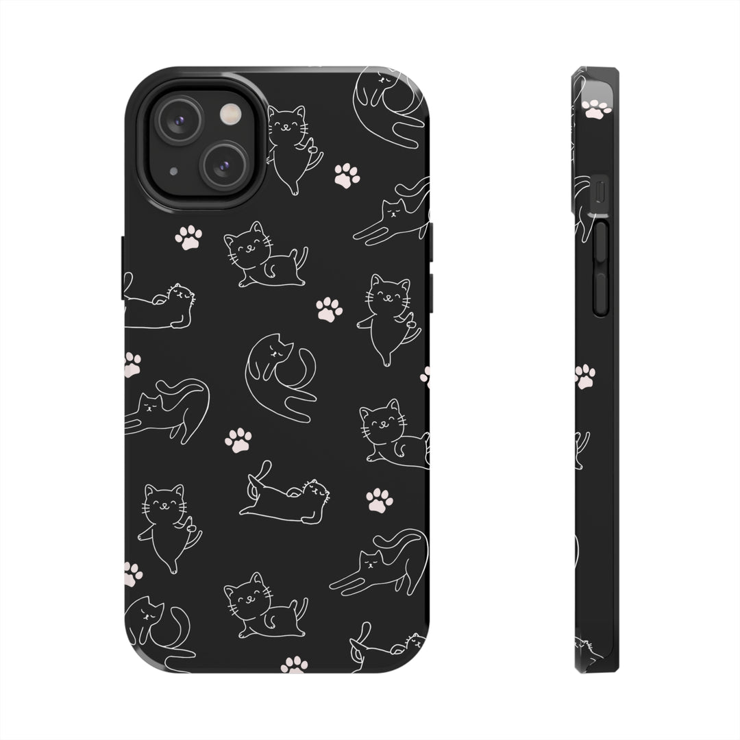Yoga Cat Black and White Tough iPhone Cases - Madee's Boutique Phone Case Printify Accessories aesthetic mobile coveraesthetic phone casesiPhone 14 Plus