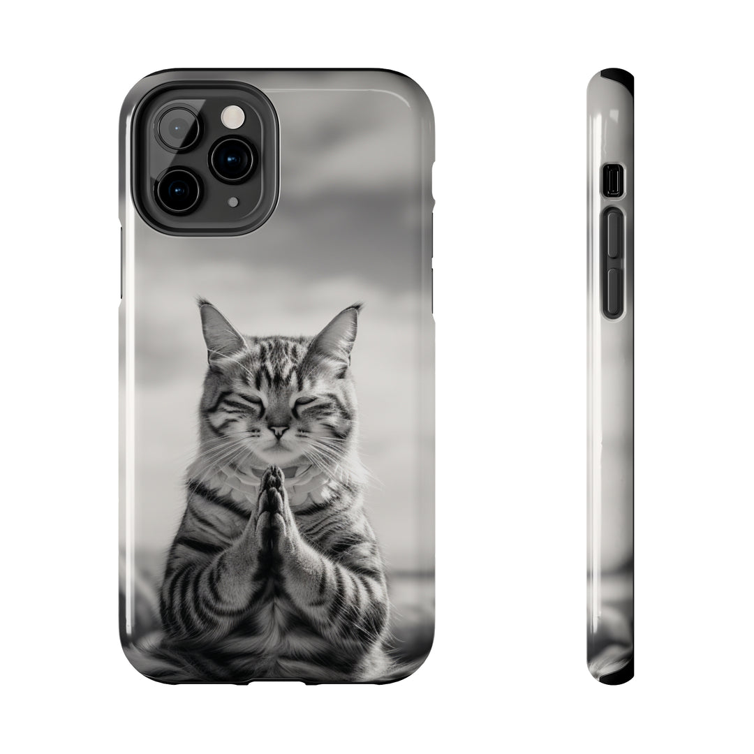 Meditation Cat Black and White Tough iPhone Cases MADEE'S EXCLUSIVES - Madee's Boutique Phone Case Printify Accessories aesthetic mobile coveraesthetic phone casesiPhone 11 Pro