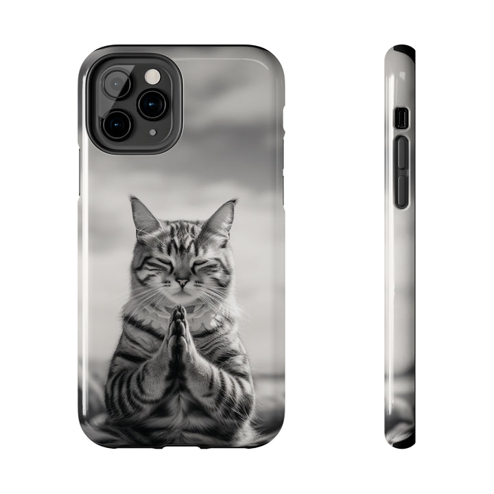 Meditation Cat Black and White Tough iPhone Cases MADEE'S EXCLUSIVES - Madee's Boutique Phone Case Printify Accessories aesthetic mobile coveraesthetic phone casesiPhone 11 Pro