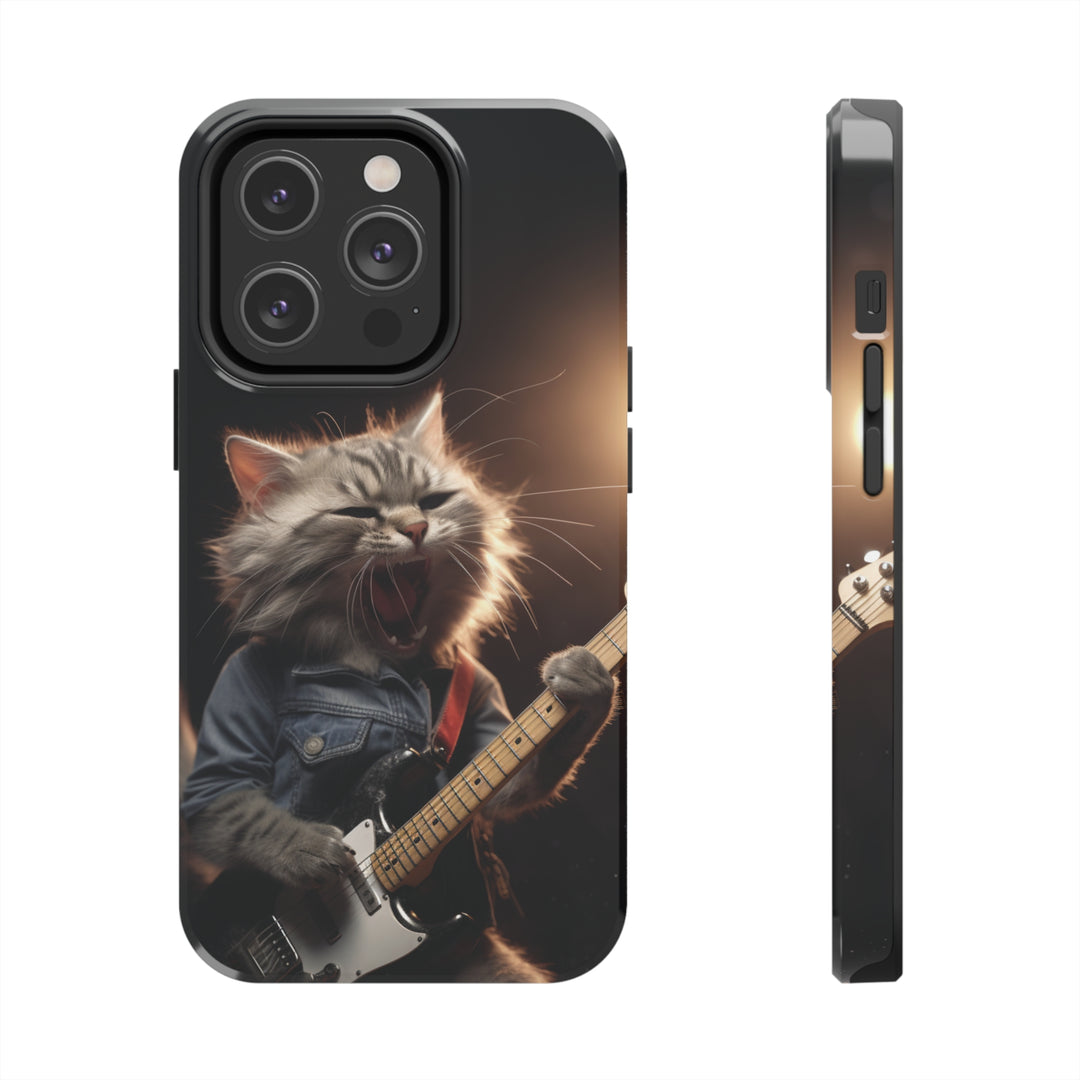 Cool Cat Playing Guitar Music Tough Phone Cases MADEE'S EXCLUSIVES - Madee's Boutique Phone Case Print On Demand Partners Accessories aesthetic mobile coveraesthetic phone casesiPhone 14 Pro