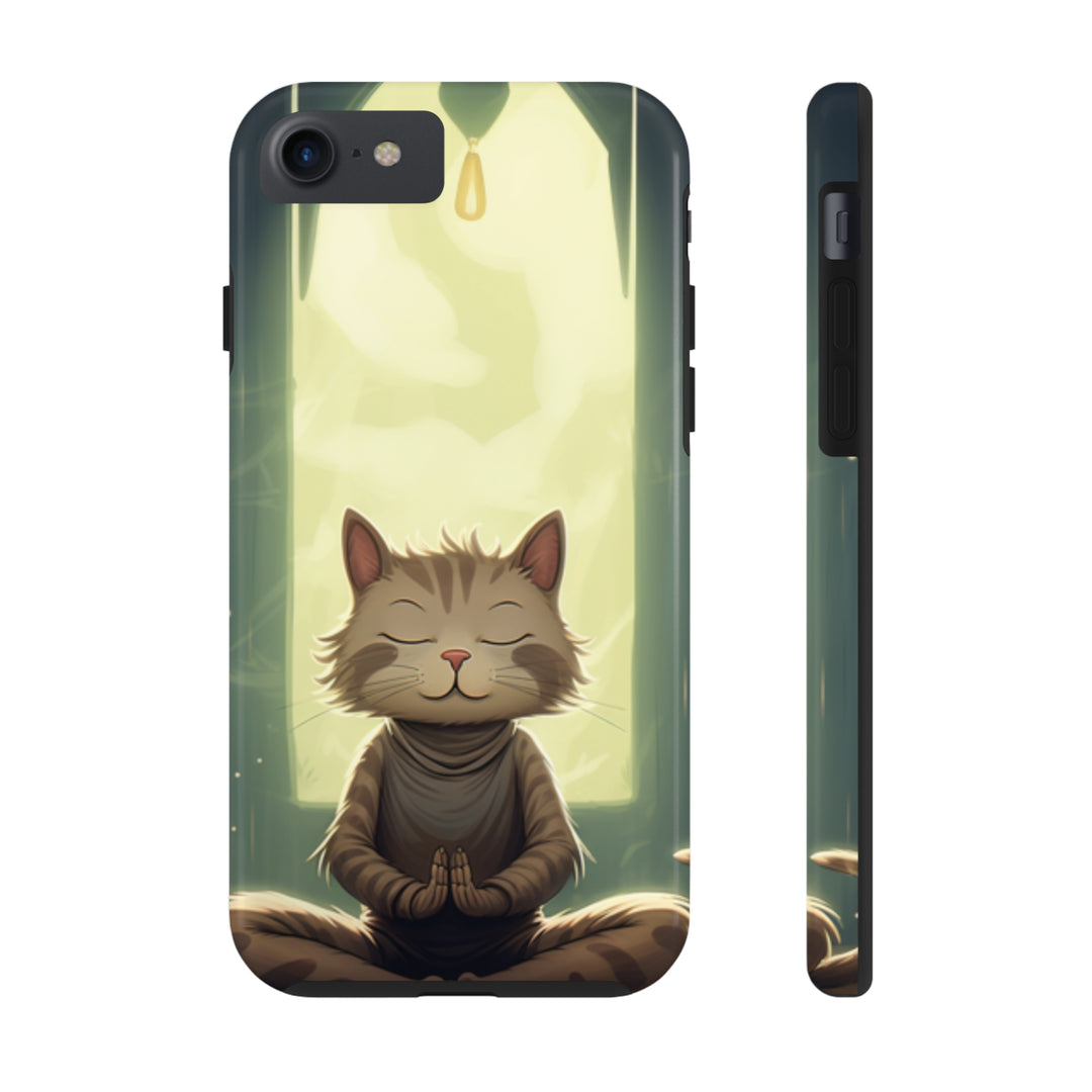 Grey Meditation Cat Tough iPhone Cases MADEE'S EXCLUSIVES - Madee's Boutique Phone Case Printify Accessories aesthetic mobile coveraesthetic phone casesiPhone 7, iPhone 8, iPhone SE
