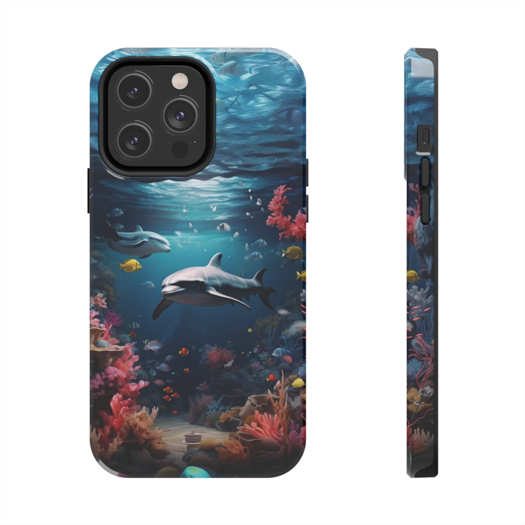 Dolphin in Ocean Tough iPhone Cases - Madee's Boutique Phone Case Print On Demand Partners Accessories aesthetic mobile coveraesthetic phone casesiPhone 14 Pro Max