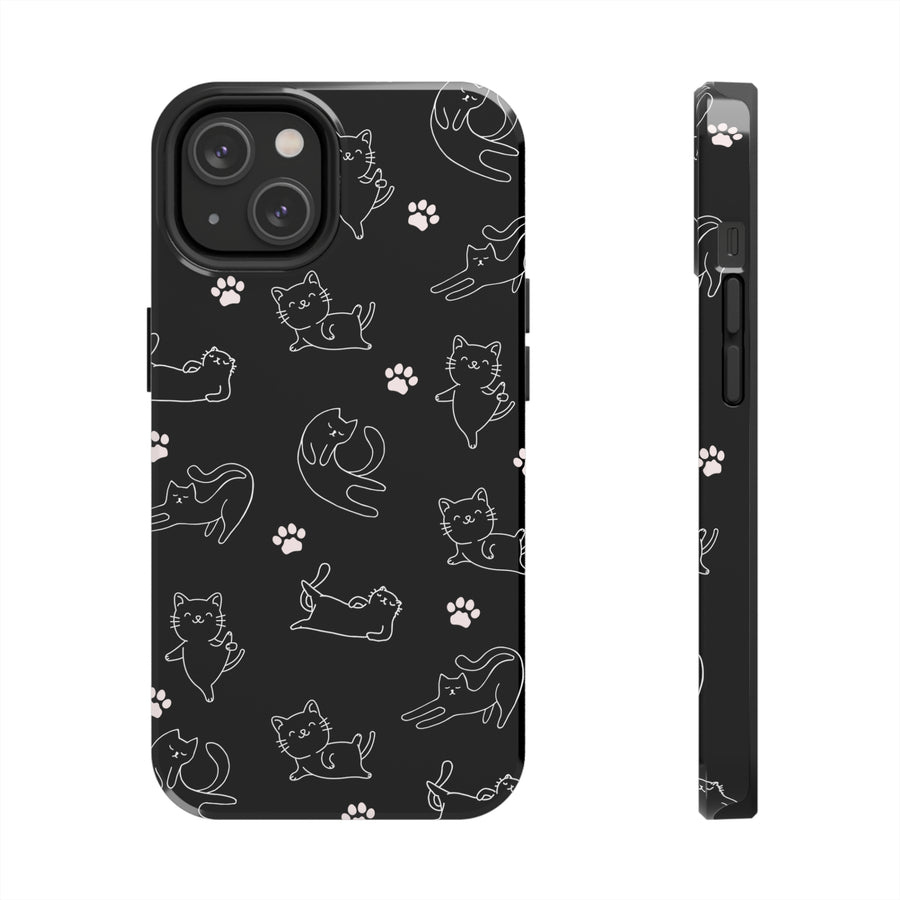 Yoga Cat Black and White Tough iPhone Cases - Madee's Boutique Phone Case Printify Accessories aesthetic mobile coveraesthetic phone casesiPhone 14