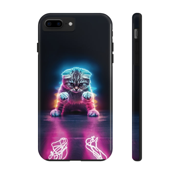 Pink Neon Cat Tough iPhone Cases MADEE'S EXCLUSIVES - Madee's Boutique Phone Case Printify Accessories aesthetic mobile coveraesthetic phone casesiPhone 7 Plus, iPhone 8 Plus