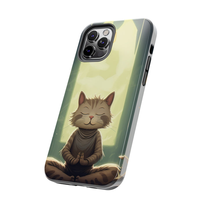 Grey Meditation Cat Tough iPhone Cases MADEE'S EXCLUSIVES - Madee's Boutique Phone Case Printify Accessories aesthetic mobile coveraesthetic phone casesiPhone 14