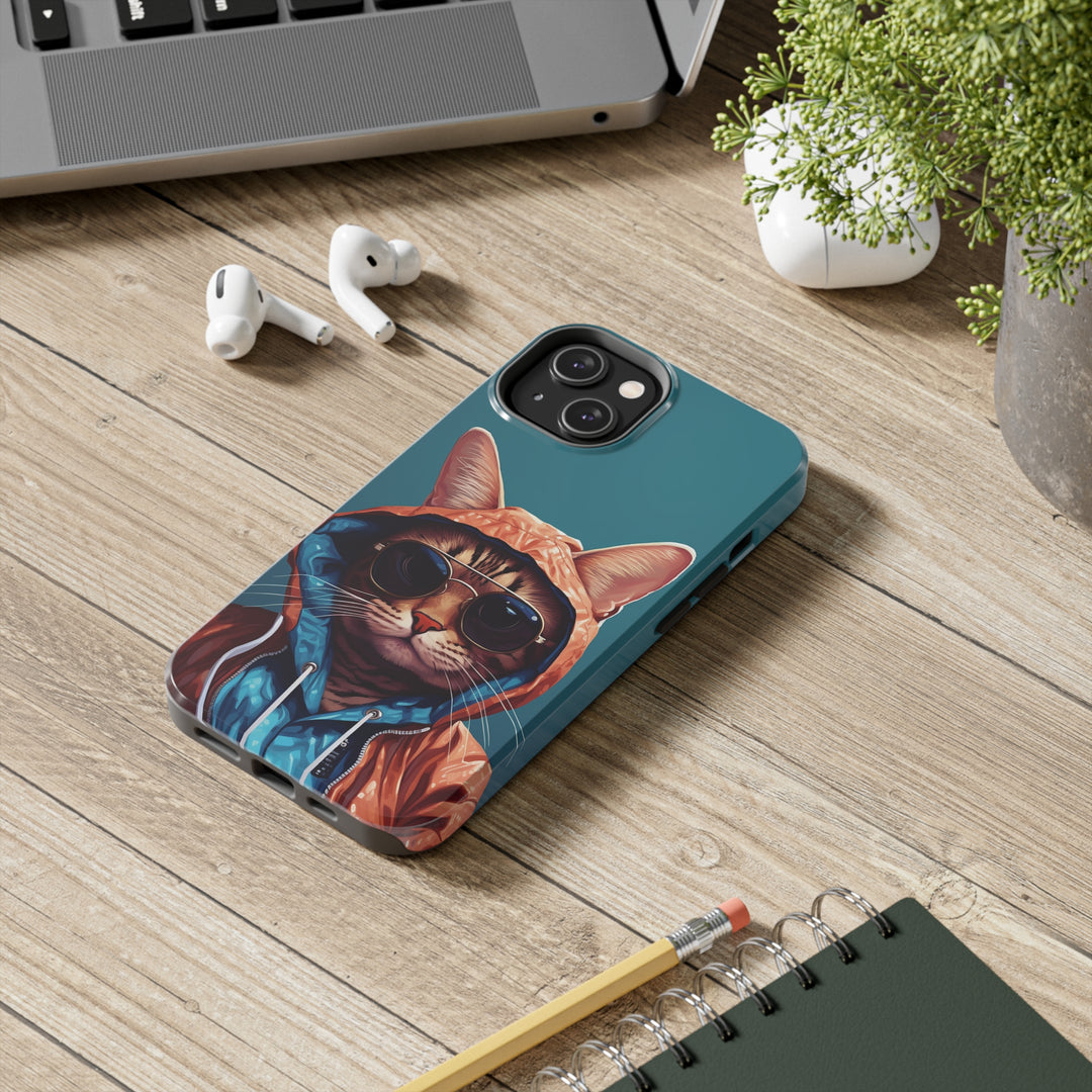 Cool Cat Tough IPhone blue Cases MADEE'S EXCLUSIVES - Madee's Boutique Phone Case Print On Demand Partners Accessories aesthetic mobile coveraesthetic phone casesiPhone 14