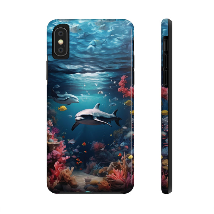 Dolphin in Ocean Tough iPhone Cases - Madee's Boutique Phone Case Print On Demand Partners Accessories aesthetic mobile coveraesthetic phone casesiPhone XS