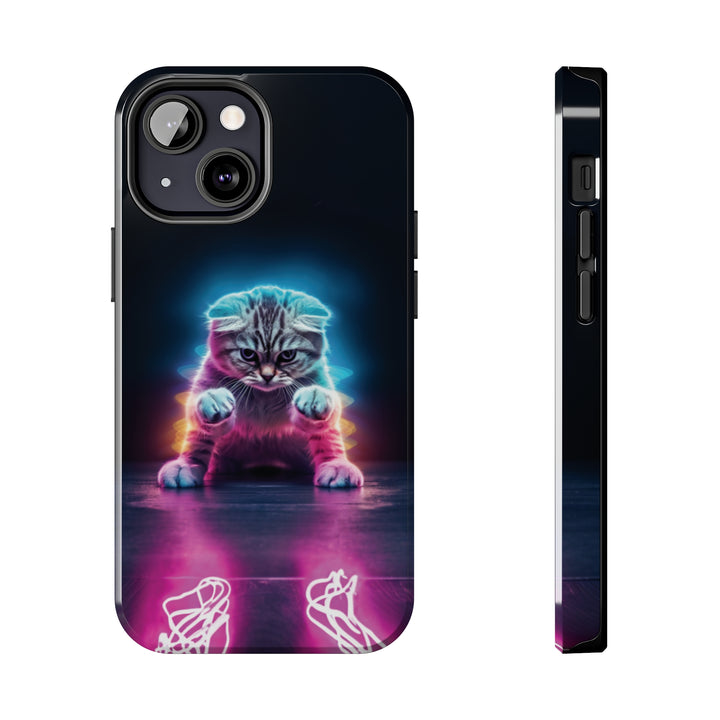 Pink Neon Cat Tough iPhone Cases MADEE'S EXCLUSIVES - Madee's Boutique Phone Case Printify Accessories aesthetic mobile coveraesthetic phone casesiPhone 13 Mini