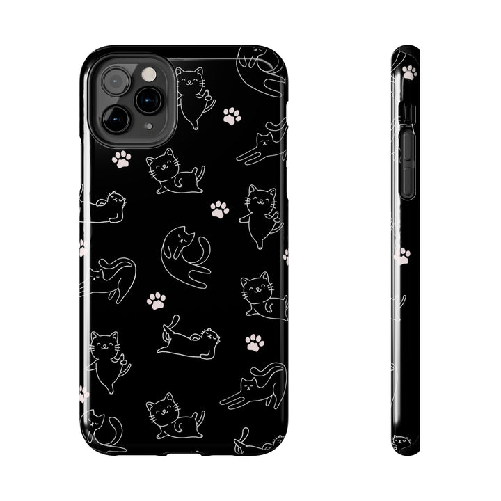 Yoga Cat Black and White Tough iPhone Cases - Madee's Boutique Phone Case Printify Accessories aesthetic mobile coveraesthetic phone casesiPhone 11 Pro Max