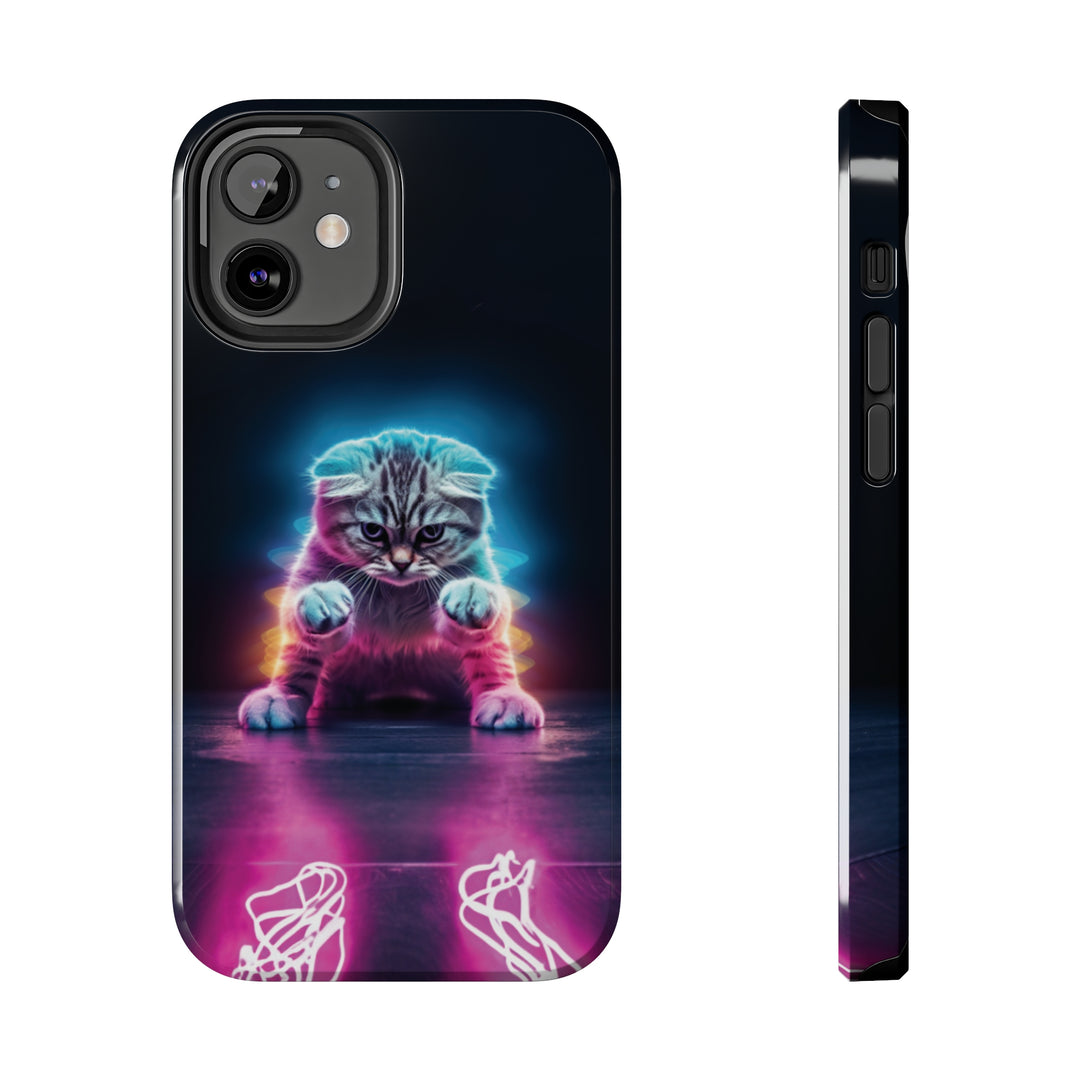 Pink Neon Cat Tough iPhone Cases MADEE'S EXCLUSIVES - Madee's Boutique Phone Case Printify Accessories aesthetic mobile coveraesthetic phone casesiPhone 12 Mini