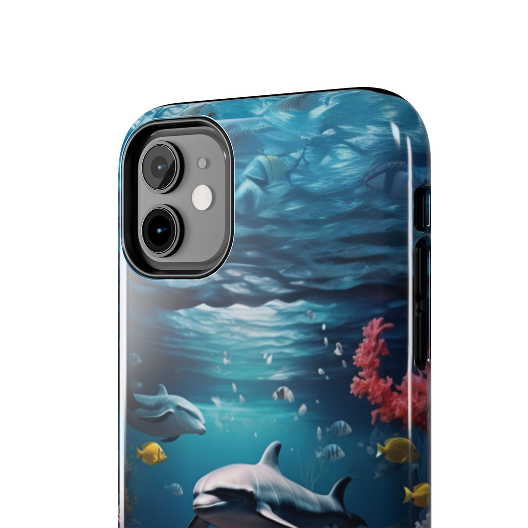 Dolphin in Ocean Tough iPhone Cases - Madee's Boutique Phone Case Print On Demand Partners Accessories aesthetic mobile coveraesthetic phone casesiPhone 12 Mini