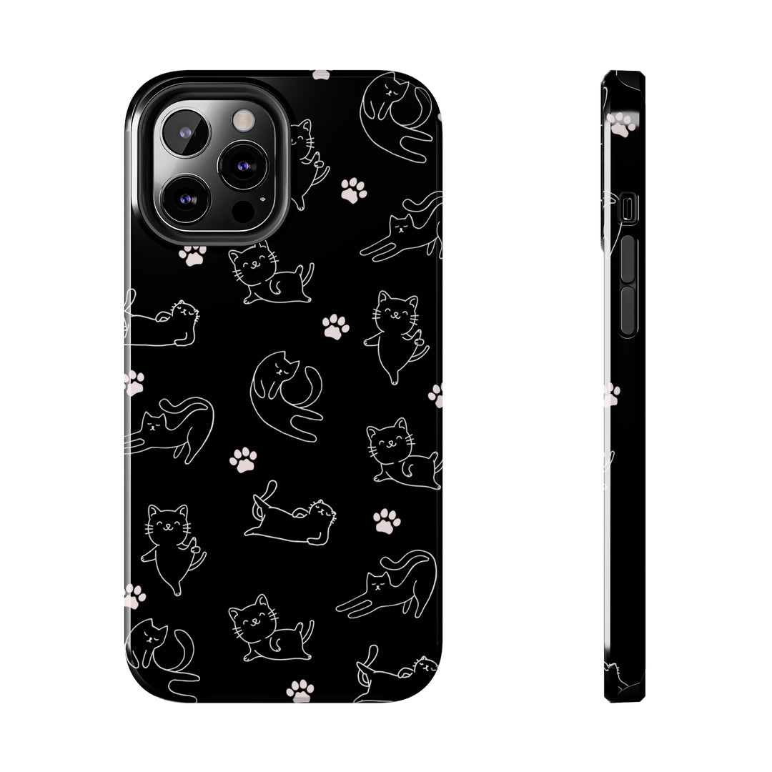 Yoga Cat Black and White Tough iPhone Cases - Madee's Boutique Phone Case Printify Accessories aesthetic mobile coveraesthetic phone casesiPhone 12 Pro Max