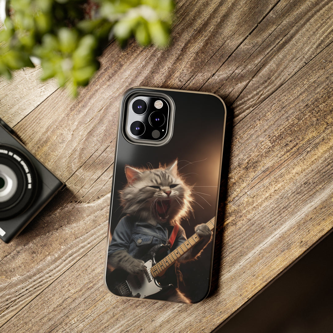 Cool Cat Playing Guitar Music Tough Phone Cases MADEE'S EXCLUSIVES - Madee's Boutique Phone Case Print On Demand Partners Accessories aesthetic mobile coveraesthetic phone casesiPhone 14
