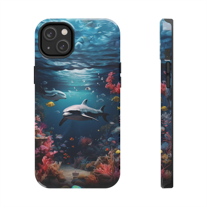 Dolphin in Ocean Tough iPhone Cases - Madee's Boutique Phone Case Print On Demand Partners Accessories aesthetic mobile coveraesthetic phone casesiPhone 14 Plus