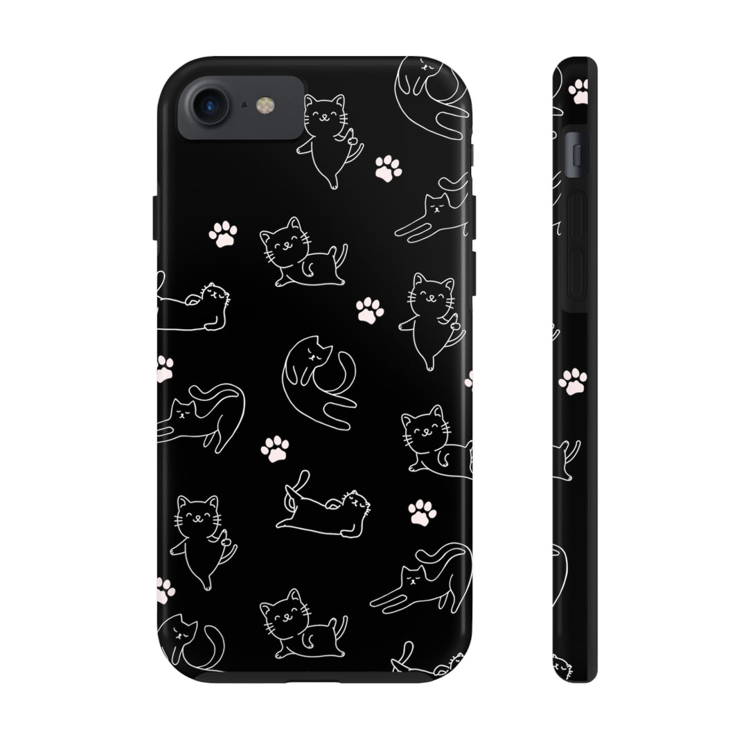 Yoga Cat Black and White Tough iPhone Cases - Madee's Boutique Phone Case Printify Accessories aesthetic mobile coveraesthetic phone casesiPhone 7, iPhone 8, iPhone SE