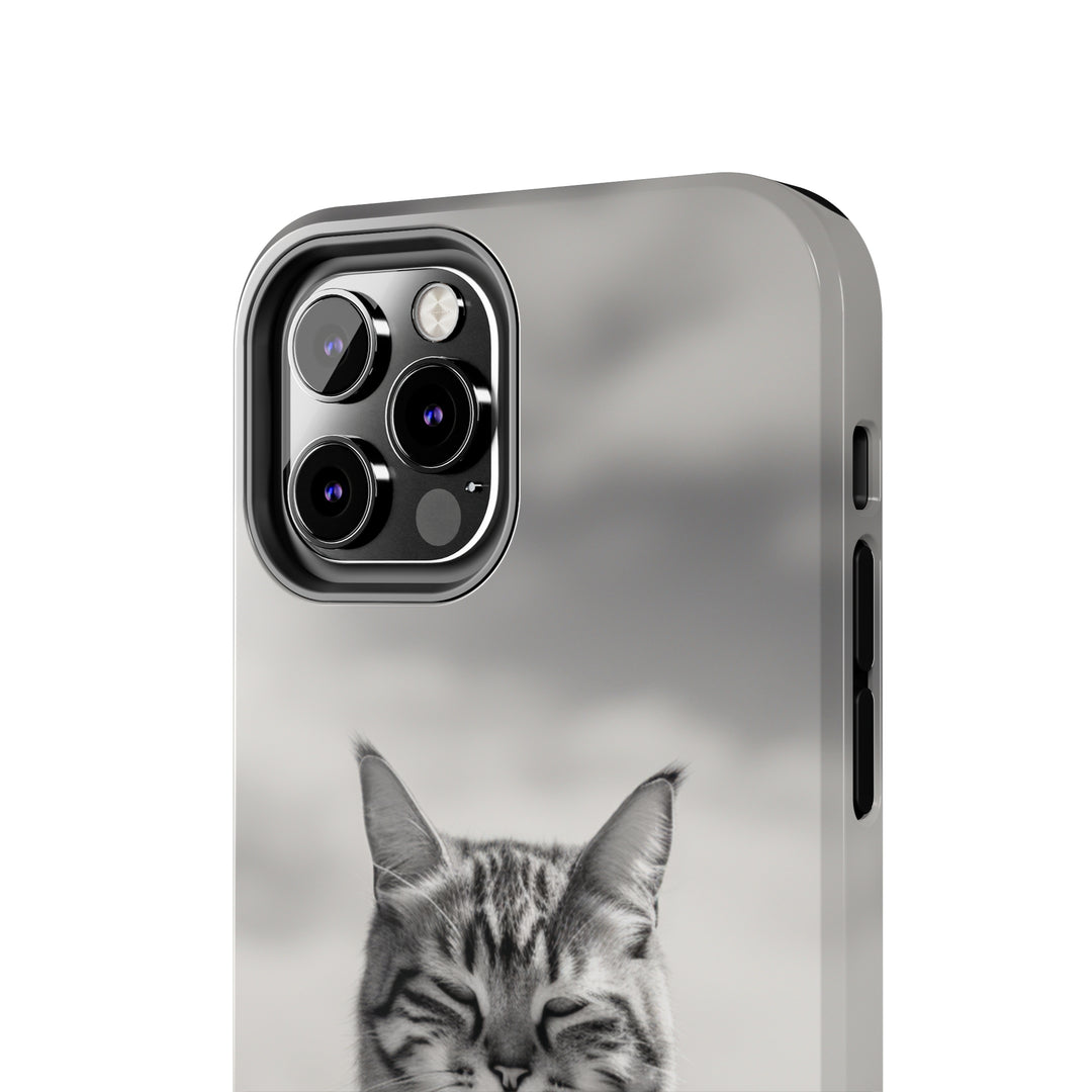 Meditation Cat Black and White Tough iPhone Cases MADEE'S EXCLUSIVES - Madee's Boutique Phone Case Printify Accessories aesthetic mobile coveraesthetic phone casesiPhone 12 Mini