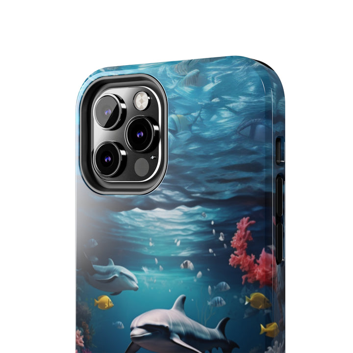 Dolphin in Ocean Tough iPhone Cases - Madee's Boutique Phone Case Print On Demand Partners Accessories aesthetic mobile coveraesthetic phone casesiPhone 12 Mini