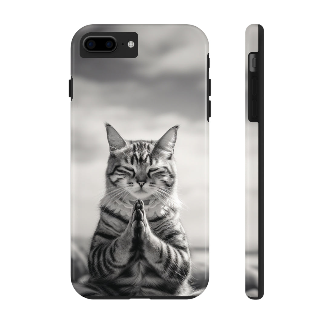 Meditation Cat Black and White Tough iPhone Cases MADEE'S EXCLUSIVES - Madee's Boutique Phone Case Printify Accessories aesthetic mobile coveraesthetic phone casesiPhone 7 Plus, iPhone 8 Plus