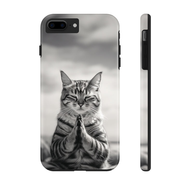 Meditation Cat Black and White Tough iPhone Cases MADEE'S EXCLUSIVES - Madee's Boutique Phone Case Printify Accessories aesthetic mobile coveraesthetic phone casesiPhone 7 Plus, iPhone 8 Plus