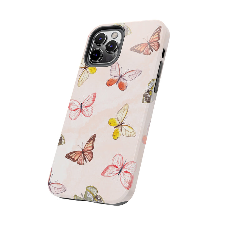 Pastel Pink Tough iPhone Cases with butterfly - Madee's Boutique Phone Case Printify Accessories Aesthetic Case IphoneAesthetic Case PhoneiPhone 12 Mini