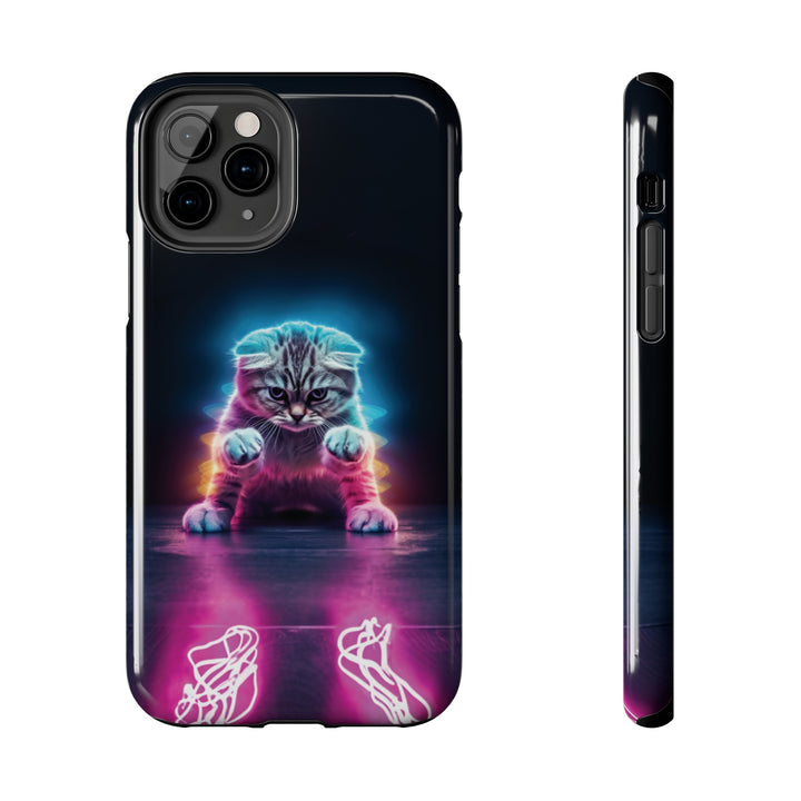 Pink Neon Cat Tough iPhone Cases MADEE'S EXCLUSIVES - Madee's Boutique Phone Case Printify Accessories aesthetic mobile coveraesthetic phone casesiPhone 11 Pro