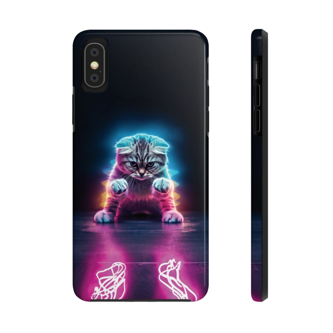 Pink Neon Cat Tough iPhone Cases MADEE'S EXCLUSIVES - Madee's Boutique Phone Case Printify Accessories aesthetic mobile coveraesthetic phone casesiPhone XS