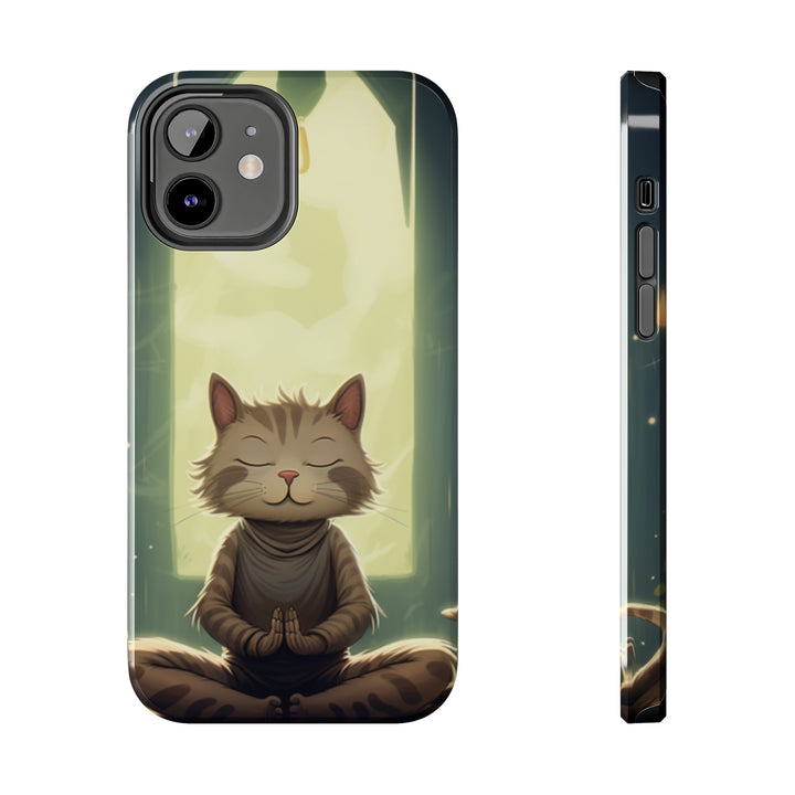 Grey Meditation Cat Tough iPhone Cases MADEE'S EXCLUSIVES - Madee's Boutique Phone Case Printify Accessories aesthetic mobile coveraesthetic phone casesiPhone 12
