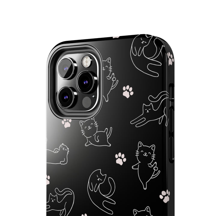 Yoga Cat Black and White Tough iPhone Cases - Madee's Boutique Phone Case Printify Accessories aesthetic mobile coveraesthetic phone casesiPhone 12 Mini