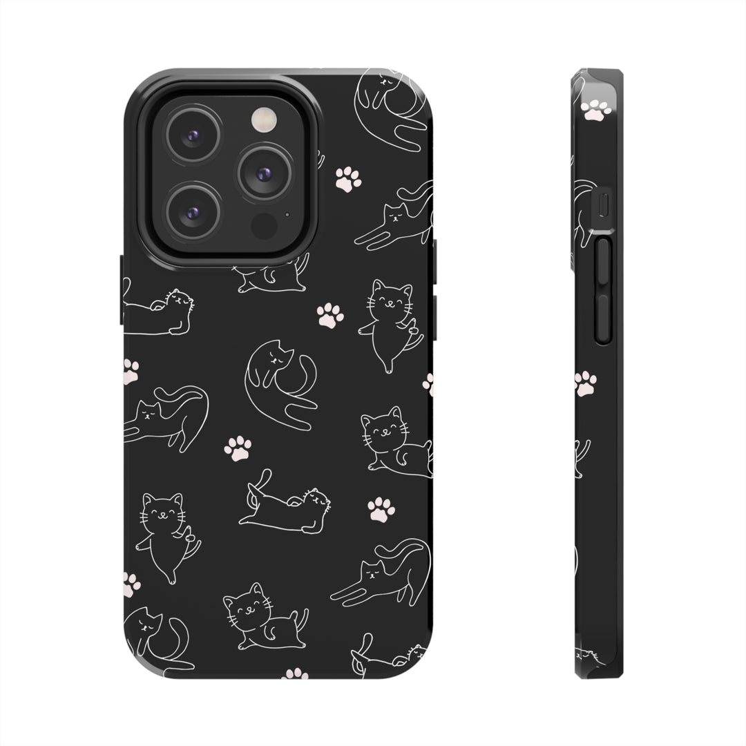 Yoga Cat Black and White Tough iPhone Cases - Madee's Boutique Phone Case Printify Accessories aesthetic mobile coveraesthetic phone casesiPhone 14 Pro