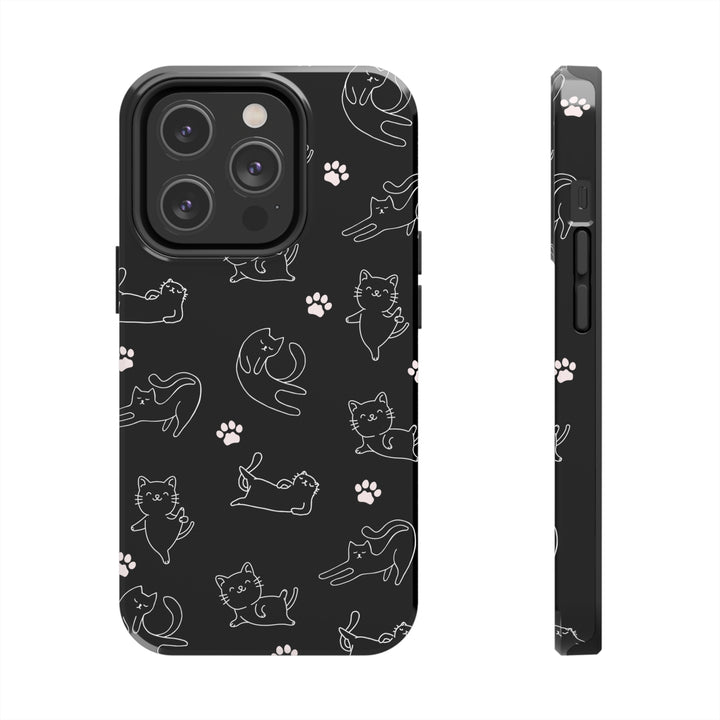 Yoga Cat Black and White Tough iPhone Cases - Madee's Boutique Phone Case Printify Accessories aesthetic mobile coveraesthetic phone casesiPhone 14 Pro