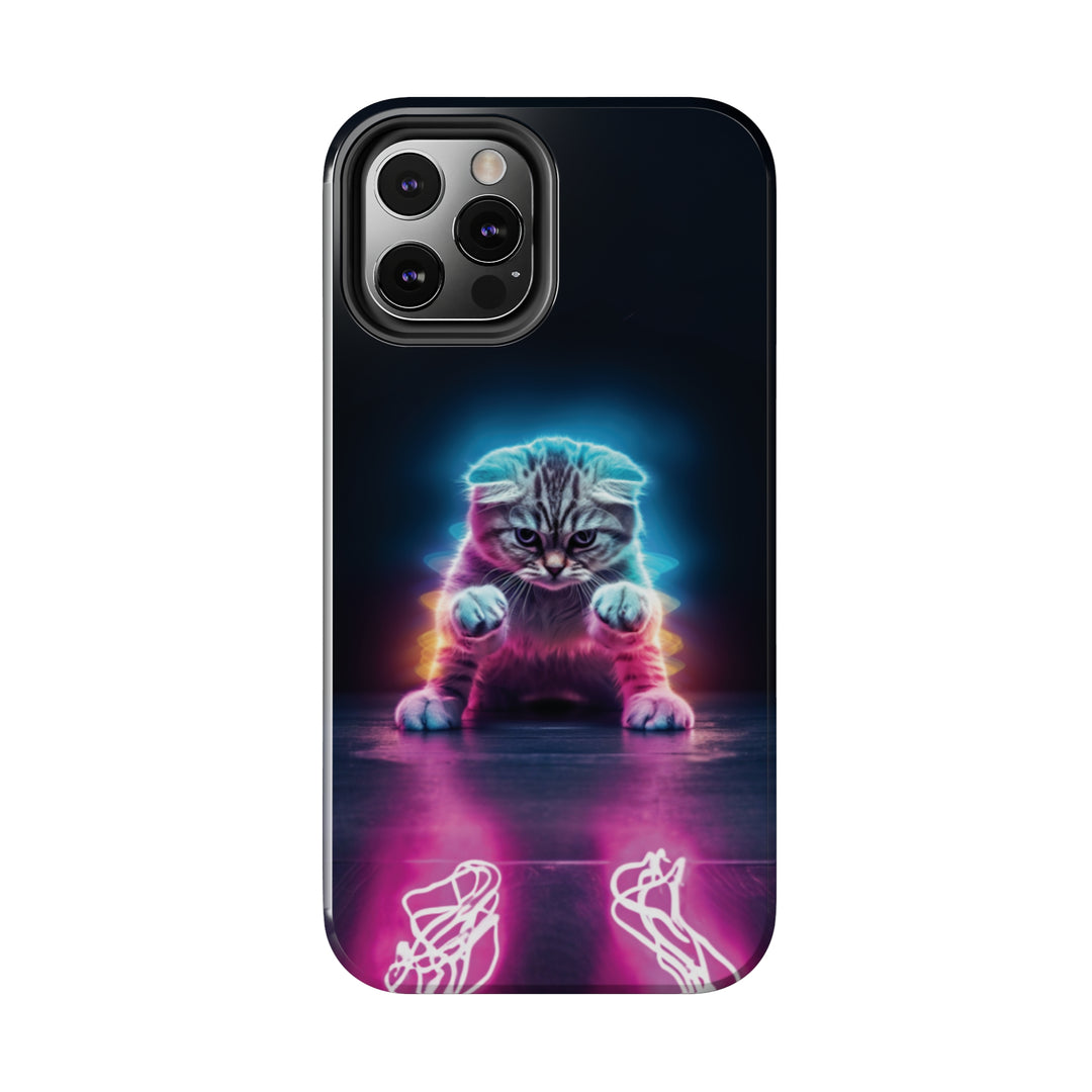 Pink Neon Cat Tough iPhone Cases MADEE'S EXCLUSIVES - Madee's Boutique Phone Case Printify Accessories aesthetic mobile coveraesthetic phone casesiPhone 12 Mini