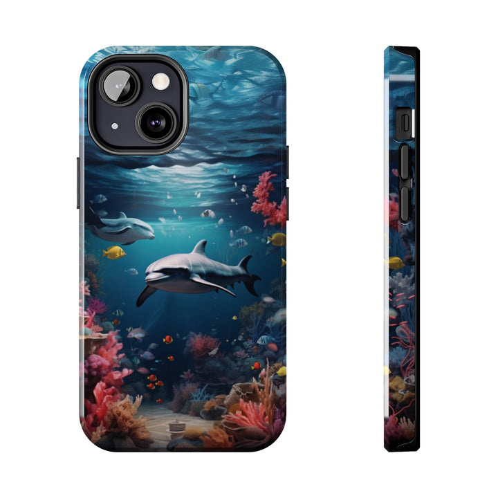 Dolphin in Ocean Tough iPhone Cases - Madee's Boutique Phone Case Print On Demand Partners Accessories aesthetic mobile coveraesthetic phone casesiPhone 13 Mini
