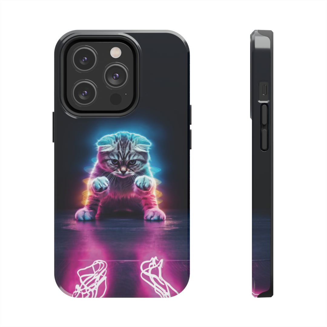 Pink Neon Cat Tough iPhone Cases MADEE'S EXCLUSIVES - Madee's Boutique Phone Case Printify Accessories aesthetic mobile coveraesthetic phone casesiPhone 14 Pro