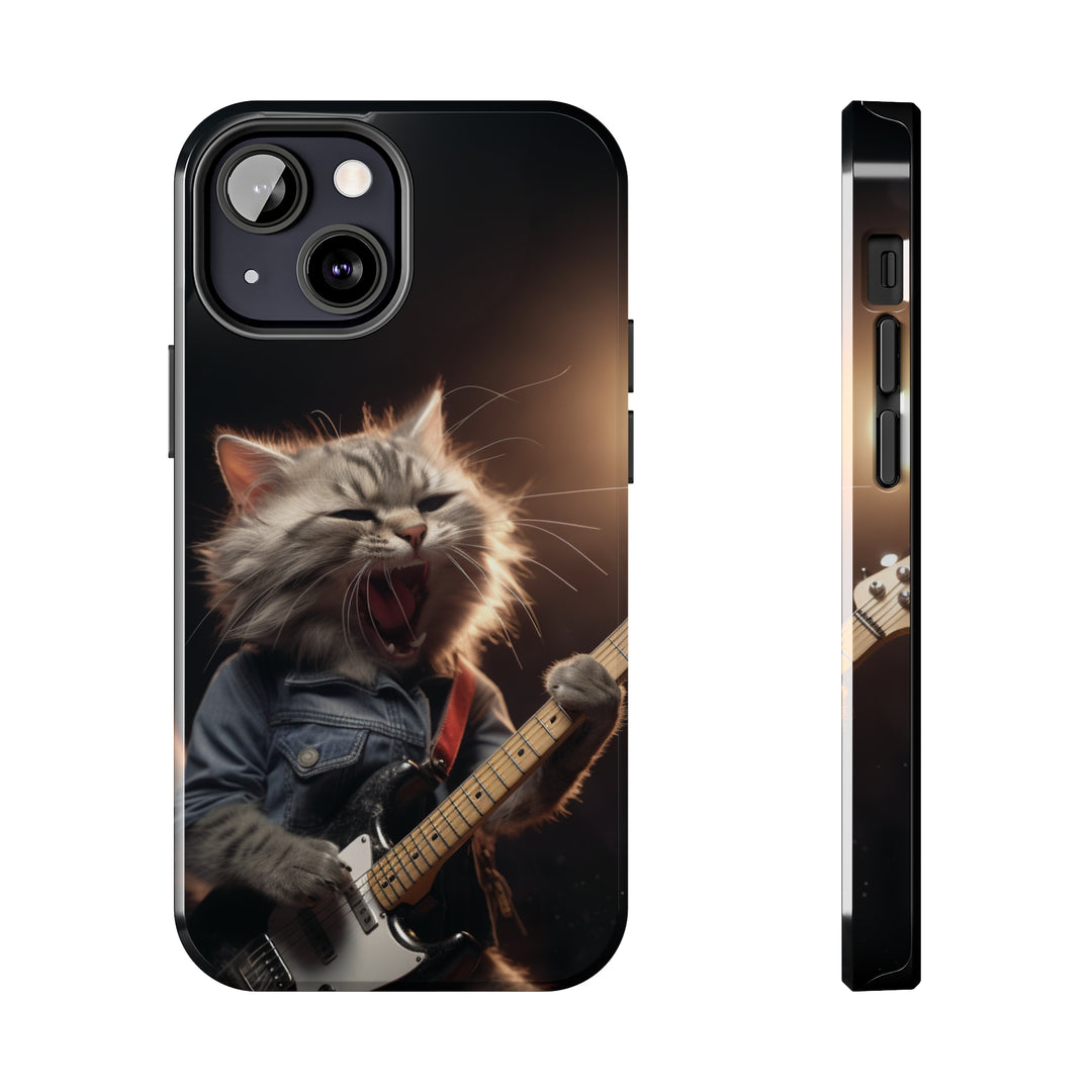Cool Cat Playing Guitar Music Tough Phone Cases MADEE'S EXCLUSIVES - Madee's Boutique Phone Case Print On Demand Partners Accessories aesthetic mobile coveraesthetic phone casesiPhone 13 Mini