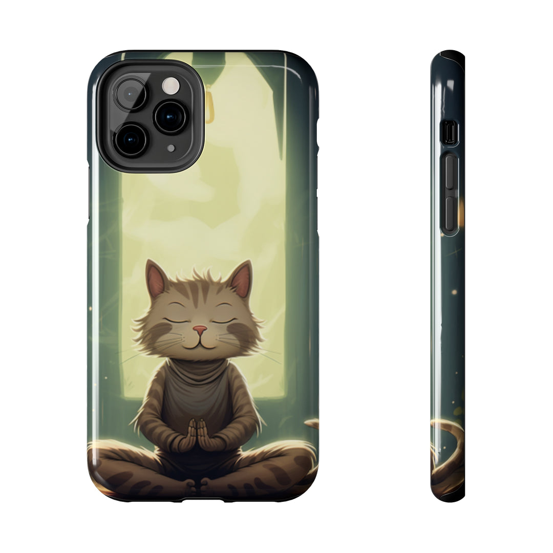 Grey Meditation Cat Tough iPhone Cases MADEE'S EXCLUSIVES - Madee's Boutique Phone Case Printify Accessories aesthetic mobile coveraesthetic phone casesiPhone 11 Pro