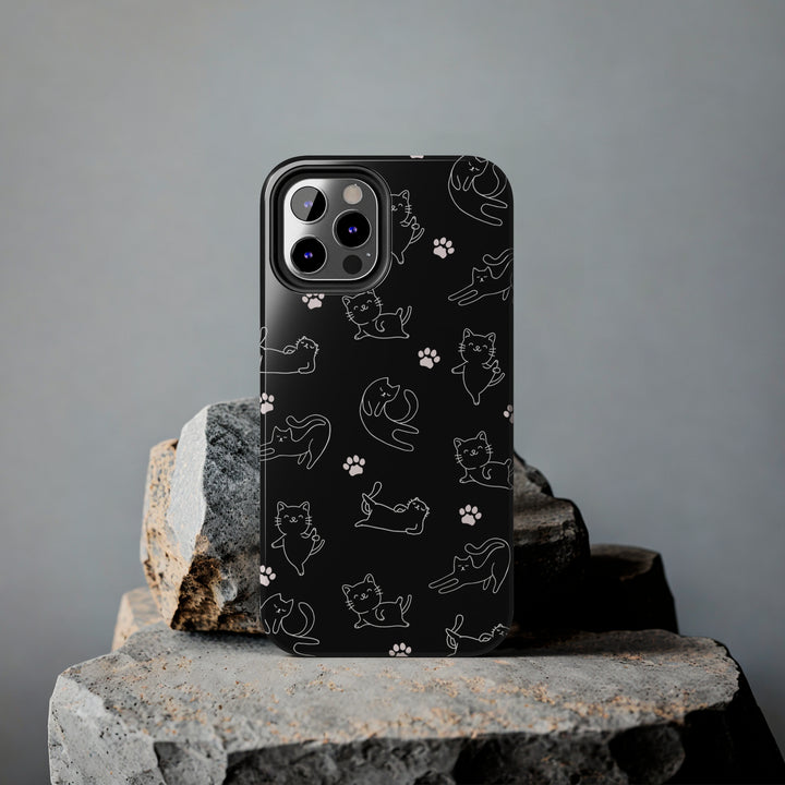 Yoga Cat Black and White Tough iPhone Cases - Madee's Boutique Phone Case Printify Accessories aesthetic mobile coveraesthetic phone casesiPhone 14