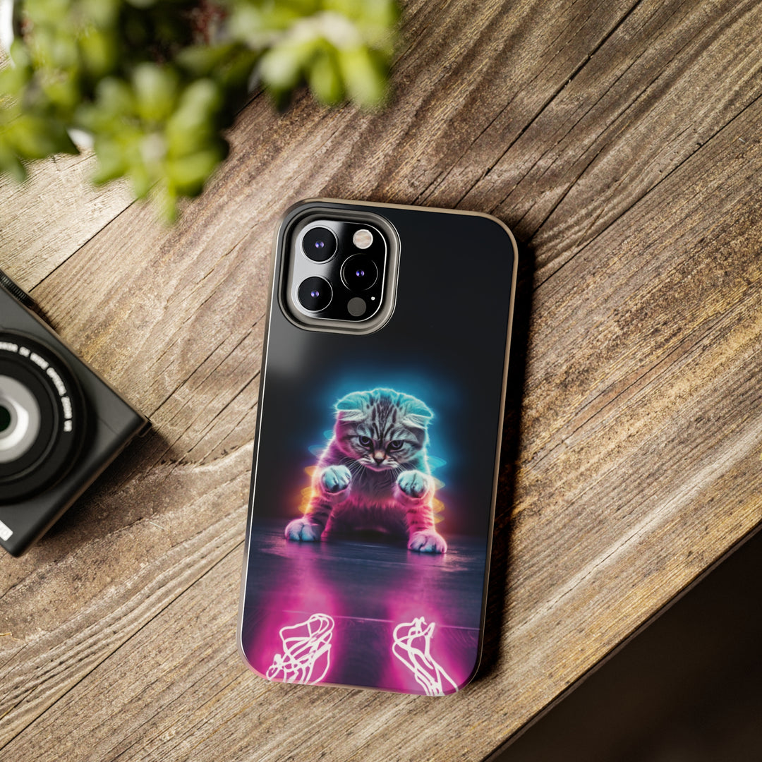 Pink Neon Cat Tough iPhone Cases MADEE'S EXCLUSIVES - Madee's Boutique Phone Case Printify Accessories aesthetic mobile coveraesthetic phone casesiPhone 14