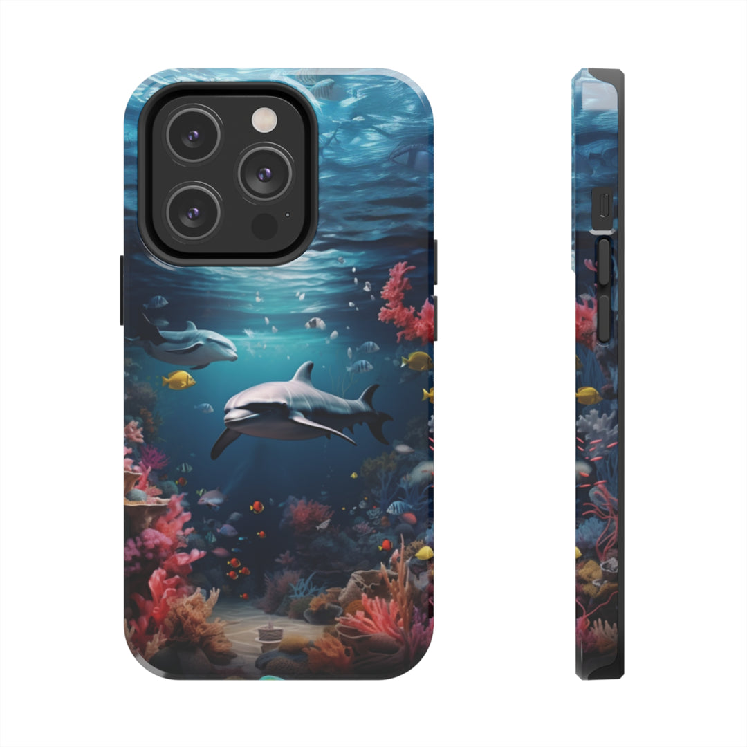 Dolphin in Ocean Tough iPhone Cases - Madee's Boutique Phone Case Print On Demand Partners Accessories aesthetic mobile coveraesthetic phone casesiPhone 14 Pro
