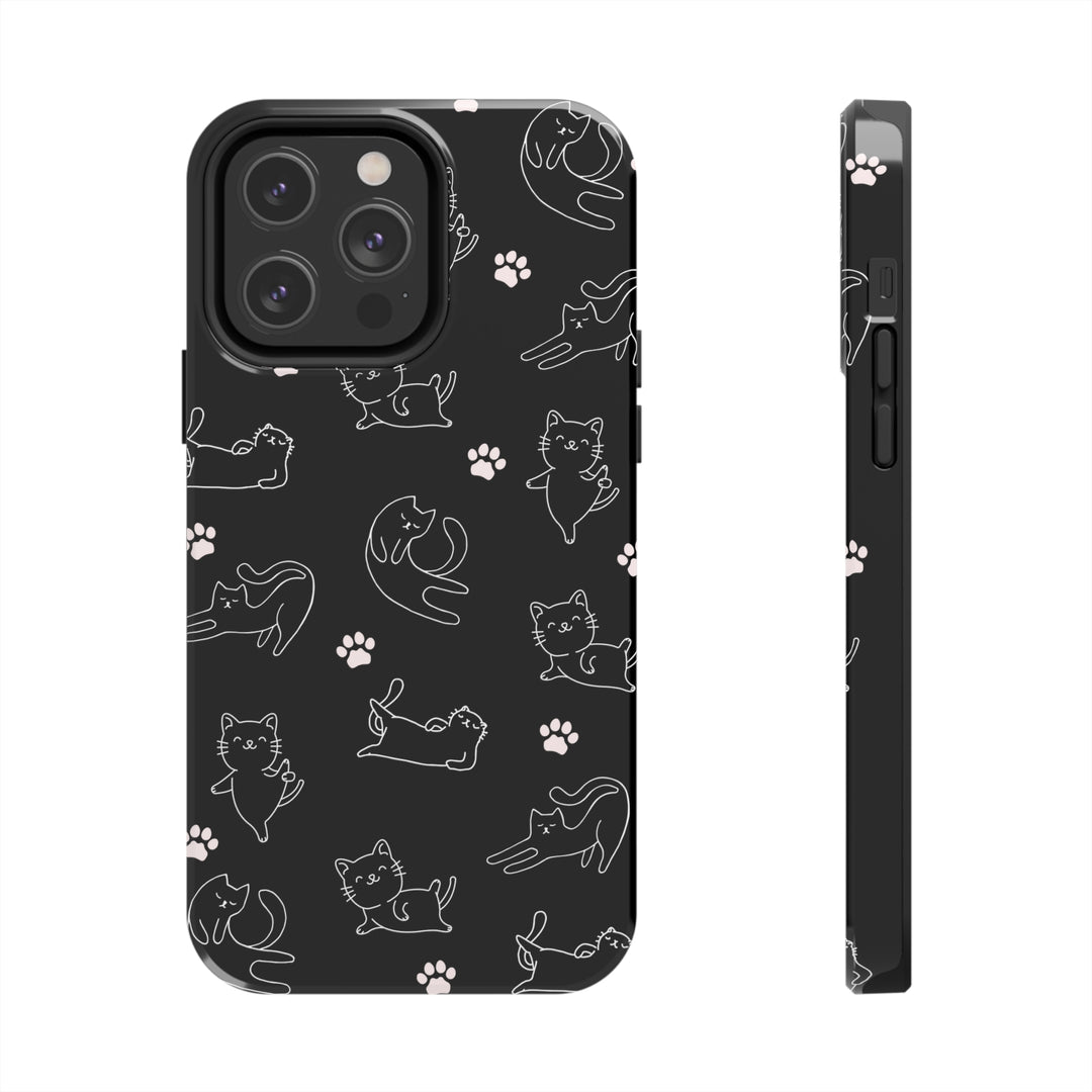 Yoga Cat Black and White Tough iPhone Cases - Madee's Boutique Phone Case Printify Accessories aesthetic mobile coveraesthetic phone casesiPhone 14 Pro Max