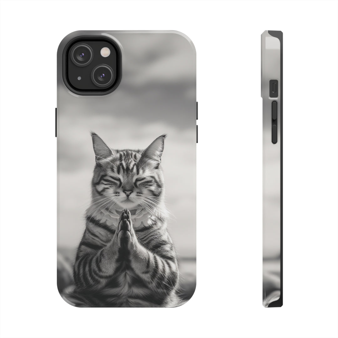 Meditation Cat Black and White Tough iPhone Cases MADEE'S EXCLUSIVES - Madee's Boutique Phone Case Printify Accessories aesthetic mobile coveraesthetic phone casesiPhone 14 Plus