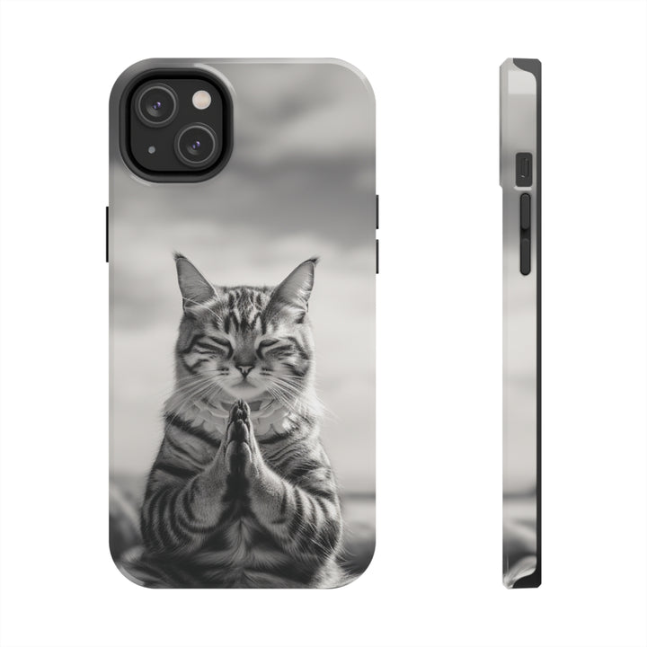 Meditation Cat Black and White Tough iPhone Cases MADEE'S EXCLUSIVES - Madee's Boutique Phone Case Printify Accessories aesthetic mobile coveraesthetic phone casesiPhone 14 Plus
