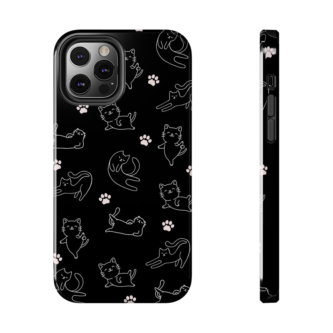 Yoga Cat Black and White Tough iPhone Cases - Madee's Boutique Phone Case Printify Accessories aesthetic mobile coveraesthetic phone casesiPhone 12 Pro
