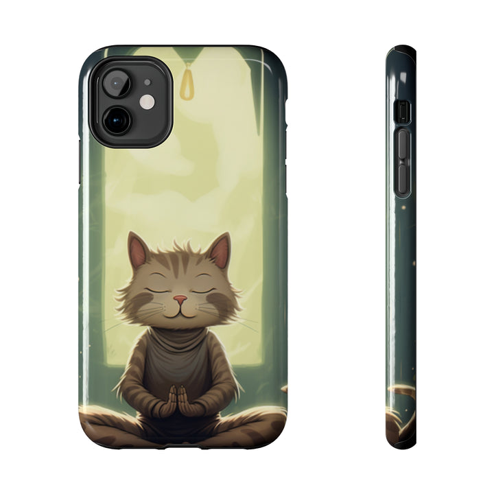 Grey Meditation Cat Tough iPhone Cases MADEE'S EXCLUSIVES - Madee's Boutique Phone Case Printify Accessories aesthetic mobile coveraesthetic phone casesiPhone 11