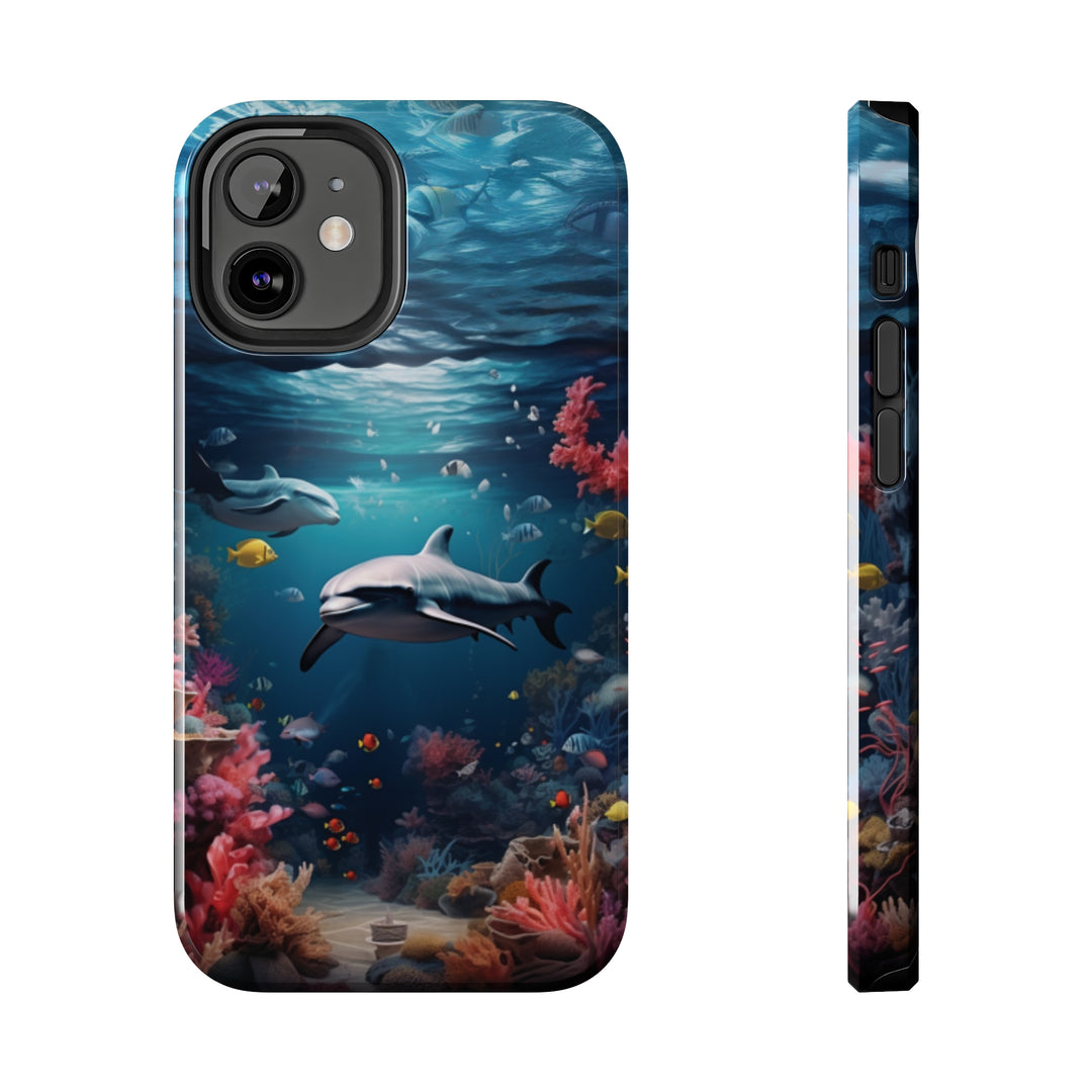 Dolphin in Ocean Tough iPhone Cases - Madee's Boutique Phone Case Print On Demand Partners Accessories aesthetic mobile coveraesthetic phone casesiPhone 12 Mini